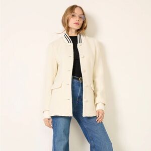 Favorite Daughter Varsity Boucle Blazer Ivory